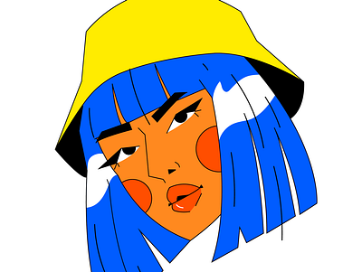 Yellow hat colorful illustration vector woman