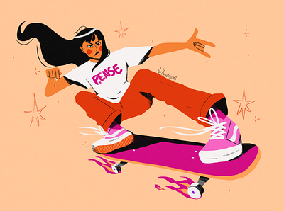 Skater girl colorful girl girl illustration grunge illustration lesbianflag skate skateboard