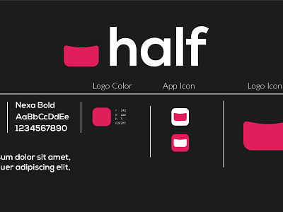 half Logo app branding clean flat icon logo minimal minimalist