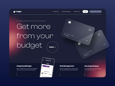 Finance Landing Page budget card concept credit design finance interface product ui web