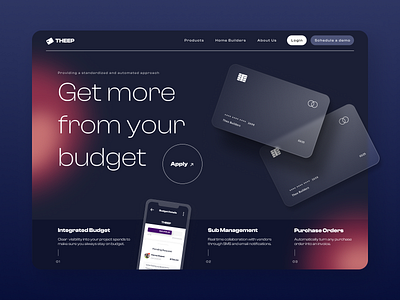 Finance Landing Page budget card concept credit design finance interface product ui web