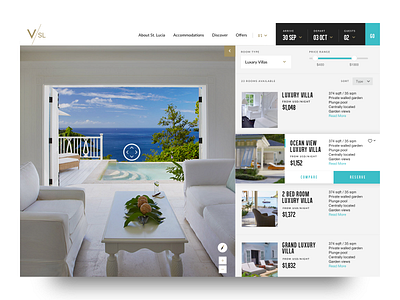 Compare & Reserve 360 booking comparison filtering price reservations room ui view