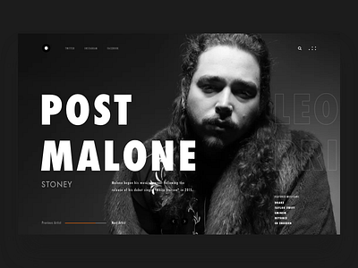 Music Landing Page black concept design interface minimal music platform post malone product responsive shot typography ui ux web web design wip