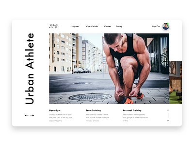 Urban Athlete Homepage athlete branding concept design gym interface minimal typography ui urban web web design workout