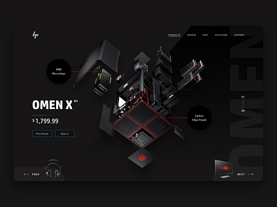 Product Landing Page 3d computing concept design design inspiration gaming hp interface minimal omen product typography ui ux web web design