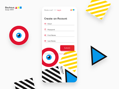 Bauhaus 100 Log In Mobile bauhaus bauhaus100 branding concept design illustration interface minimal mobile mobile app mobile app design product responsive sketch type typography ui ux web web design