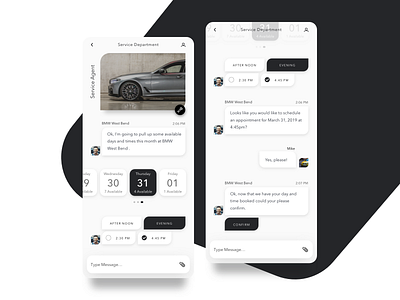 BMW Service Department Bot branding chat chatbot concept design interface minimal product schedule scheduler services sketch typography ui ux web