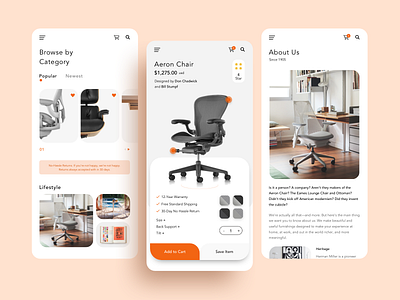 Mobile App E-commerce app app design concept e commerce app ecommerce design furniture interface minimal mobile app mobile app design product shopping app typography ui ux