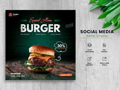 Special Burger and Social Media Banner Template design insta ads insta banner promotional banner