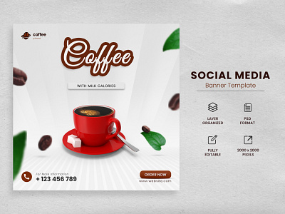 Would You Love Coffee? Social Media Banner Template coffee banner food banner promotional banner social banner template
