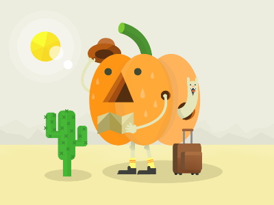 Pumpkin and the Traveller Worm character design flat game