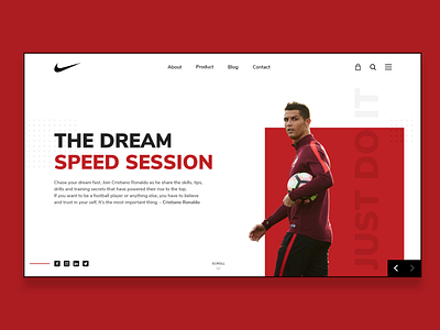 Nike ft. Cristiano Landing Web UI Design - Practicing adobexd branding cristiano design dream graphic design minimal nike session speed typography ui uiuxdesign ux web website