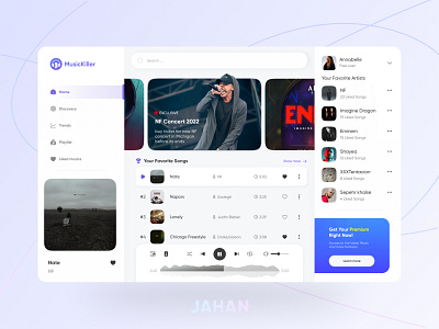 Music killer app Concept 🎧🎶 app concept design graphic design music music app music player music player app music ui spotify ui uiux ux