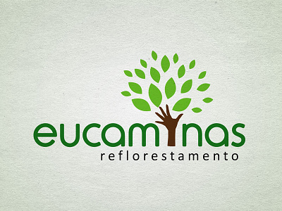 Eucaminas Logo brand brasil brazil hand logo logotypes nature reforestation tree tutom
