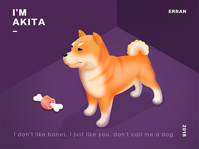My name is Akita 2.5d akita animals bones cute dog icon illustration meat