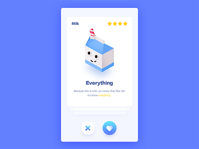 Milk 2.5d app box icon illustration like milk smile star ui