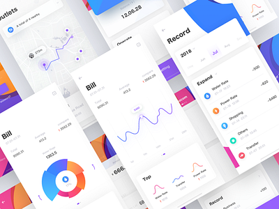 Bankcard7 analysis app bankcard bill card colorful dashboard data graph ios iphonex ui