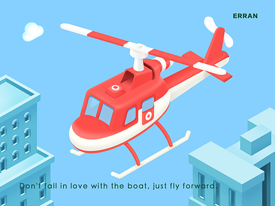 Helicopter blue 2.5d airplane blue cloud helicopter icon illustration isometric
