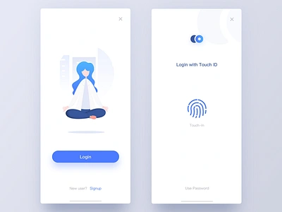 Login1 app blue clean illustration ios ios11 iphone iphonex login touchid ue ui