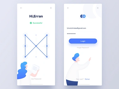 Login2 app blue clean illustration ios ios11 iphone iphonex login touchid ue ui
