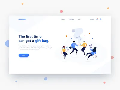 job web block chain blue btc celebrate coin colorful congratulations illustration invite man ui web