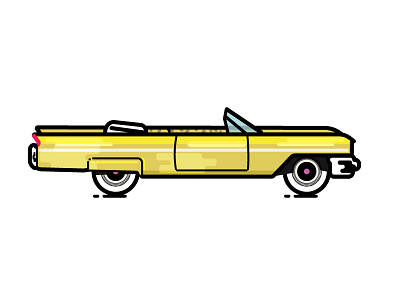 1963 Cadilac Series Convertible 365 project car illustration line art vector vintage