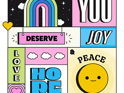 You deserve joy ❤️ adobe illustrator colorful graphic design illustration motivational retro social media typography typography design vibrant