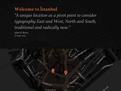 Istype 2013 Venues dark event map typographic web site
