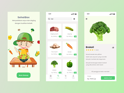 SehatBox - Mobile App Design app graphic design illustration ui ux