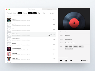 Music Library App app cover media osx player track ui ux