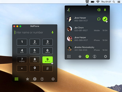 Mac Phone App app call interface numbers osx phone ui ux