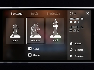 Chess Game Menu UI chess game gui horse ios menu pause pawn queen ui