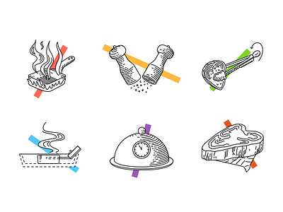 Cooking steak icons