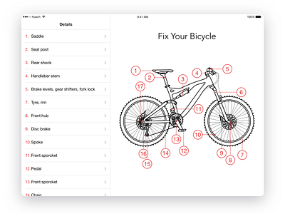 Fix Your Bike App iPad app bicycle bike design fix interface ios ipad screen ui ux