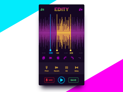 Audio Edit App app audio edit fx ios iphone neon retrowave screen sound soundwave vaporwave