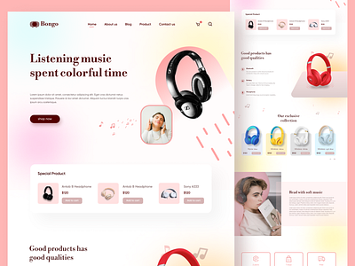 Headphone landing page UI