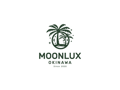 Moonlux Okinawa Logo Design beach branddesign brandidentity branding branding concept coconuttree logo logodesign moon nature sea wave