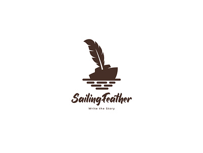 Sailing Feather Logo Design branddesign brandidentity branding branding concept design feather illustration logo logo design logodesign sail sailing sea story water write writing