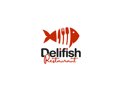 Delifish Restaurant Logo Design branddesign brandidentity branding branding concept chef design fastfood fish food illustration kitchen knife logo logo design logodesign pork restaurant seafood spoon