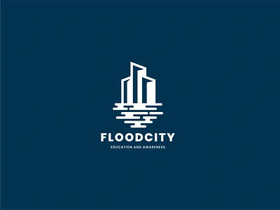 Floodcity Logo Design beach branddesign brandidentity branding branding concept catastrophe city climatechange design disaster estate flood illustration logo logo design logodesign river sea town water