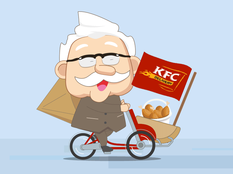 Happy to do the delivery animation bike colonel kfc riding