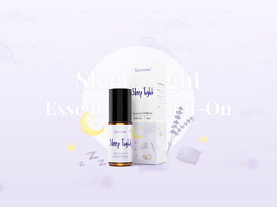 Siuroma | Essential Oil Roll-On Product Packaging Design 3d bottle box branding design essential oils floral illustration lavender natural package design packaging siuroma sleep