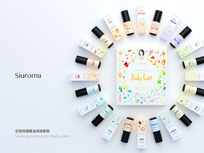 Siuroma | Essential Oil Roll-On Product Packaging Design 3d branding c4d design display essential oil floral illustration logo natural package design packaging siuroma