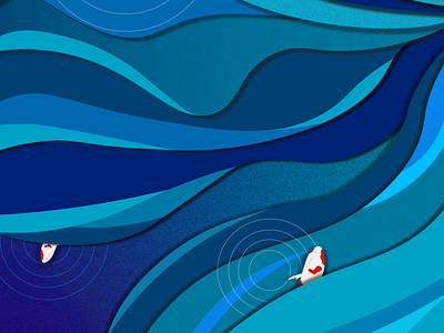 Koi fish adobe blue drop shadow illustration illustrator japanese koi koi fish ocean paper cut shadow effect