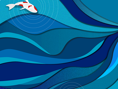 Koi fish part 2 adobe blue drop shadow illustration japanese koi koi fish ocean ocean life oceanic paper cut