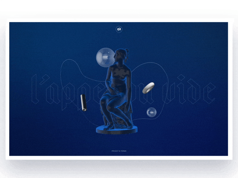 L'appel Du Vide 3d 3d elements after effects blue colour dailyui dark design motion sculpture typography ui