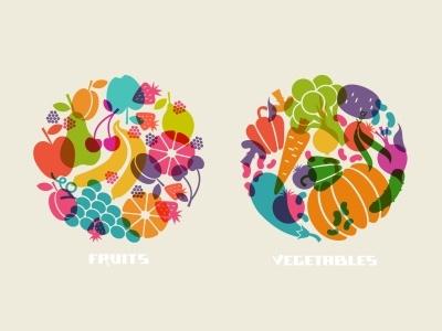 Fruits and vegetables icons color food fresh fruit icon illustration meal restaurant vector vegetable