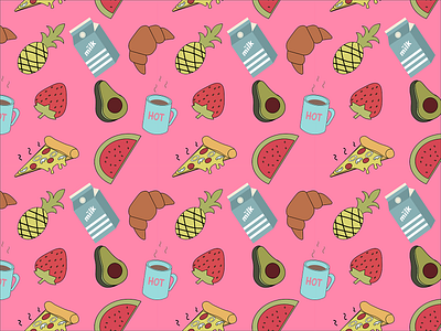 Cartoon food doodle pattern design