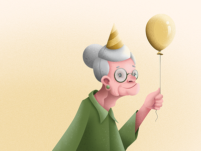 Old Lady Birthday Card Illustration art birthday character cute greeting card illustration illustrator old old lady photoshop vector woman