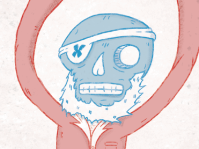 barba muerta blue character illustration red skull